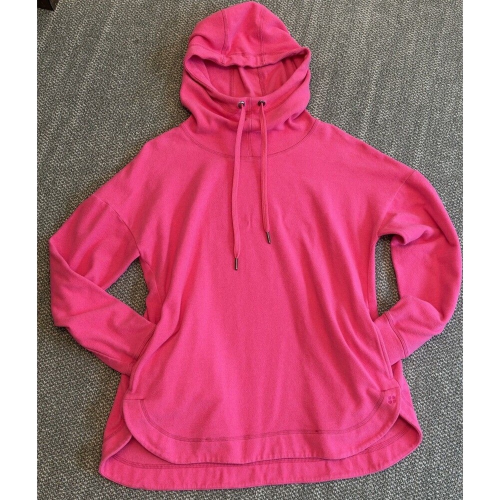Sweaty Betty London Luxe Cowl Neck Hoodie Sweatshirt Pink Size M SB6426 Italy
